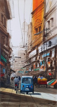 Zahid Ashraf, 12 x 24 inch, Acrylic on Canvas, Cityscape Painting, AC-ZHA-095